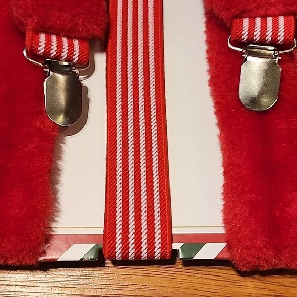 New Fuzzy Santa Christmas Suspenders - Picture 3 of 4